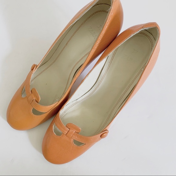 Zara Shoes Zara Mary Jane Strap Heel Made In Spain In Orange